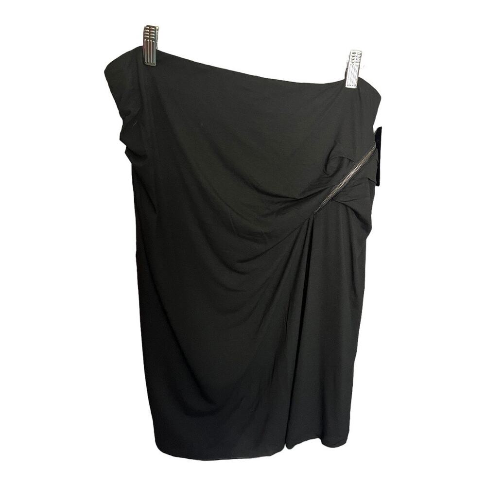 Doncaster black knee length skirt zipper gathered side NWT 12